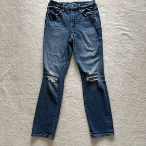 Good American Women’s Distressed Light Wash Mid Rise Stretch Jeans Size 6 / 28